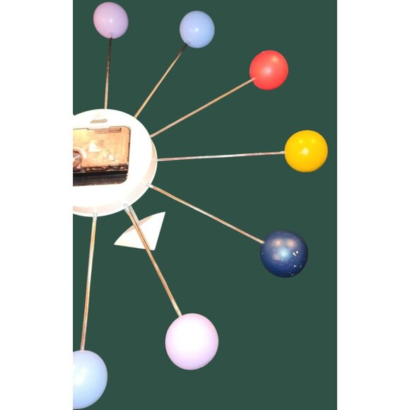 George Nelson Mid Century Modern 1949 Metal Wood Ball Clock TAIWAN Works - Picture 8 of 13